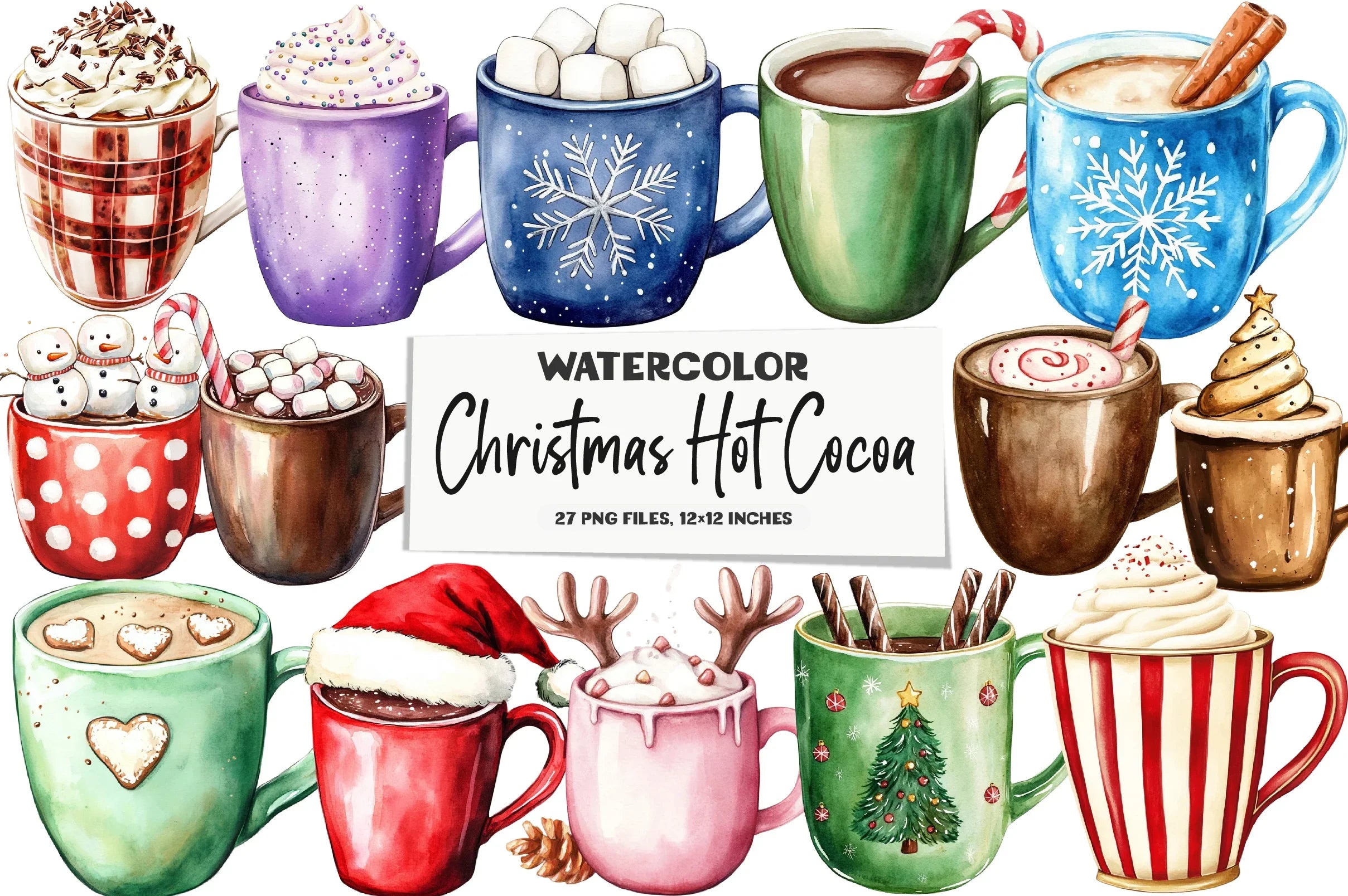 Christmas Hot Cocoa & Coffee Mugs Wrap Bundle - CraftNest - Digital Crafting and Art