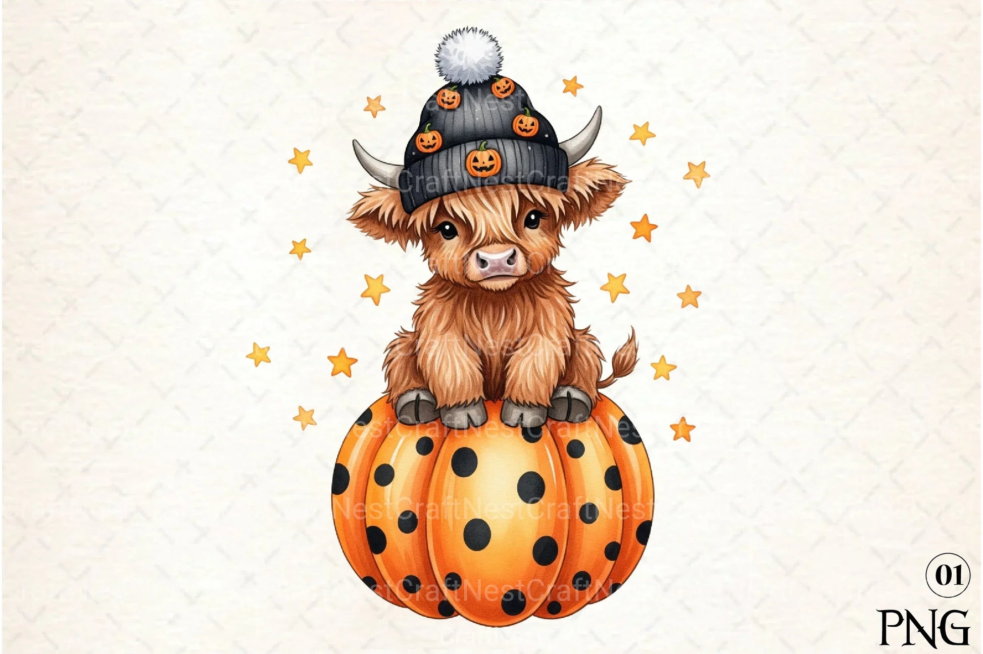 Cute Highland Cow Halloween Clipart Bundle 4 - CraftNest - Digital Crafting and Art