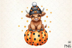 Cute Highland Cow Halloween Clipart Bundle 4 - CraftNest - Digital Crafting and Art