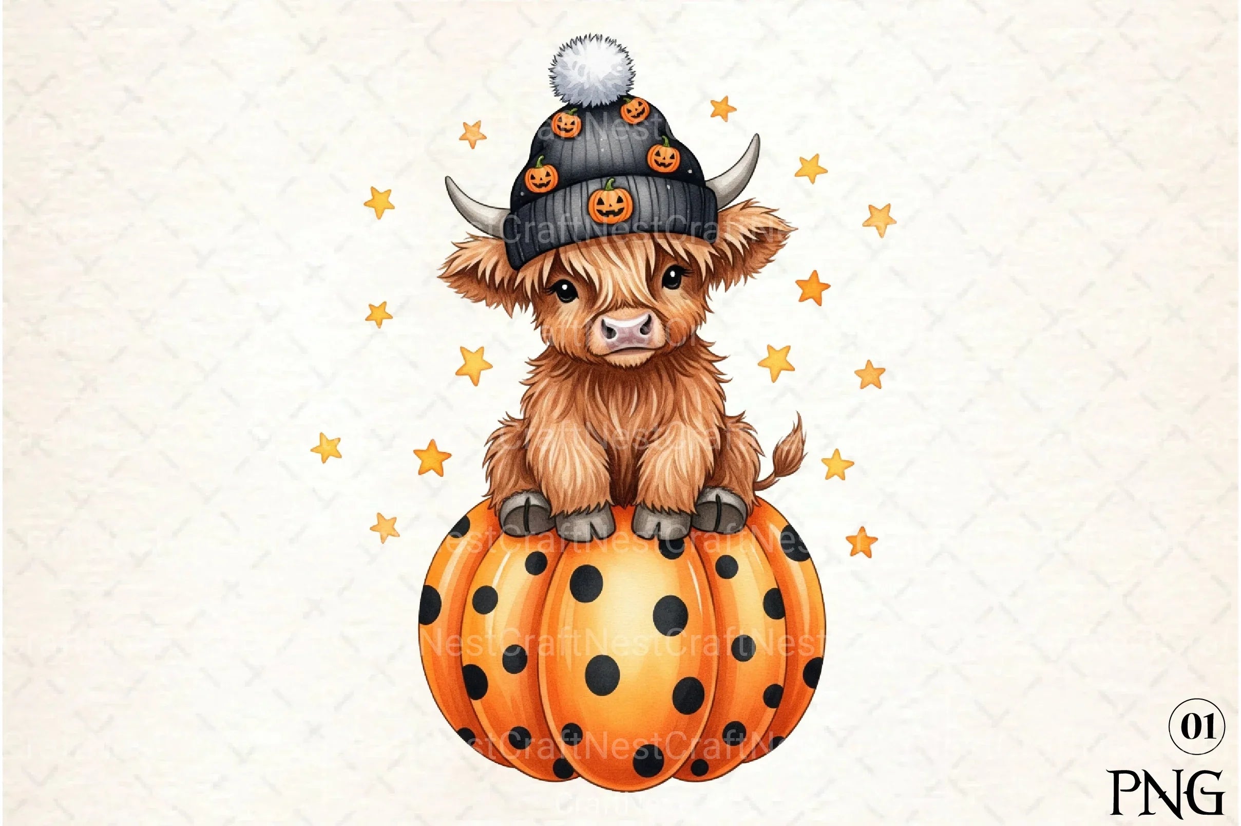 Cute Highland Cow Halloween Clipart Bundle 4 - CraftNest - Digital Crafting and Art