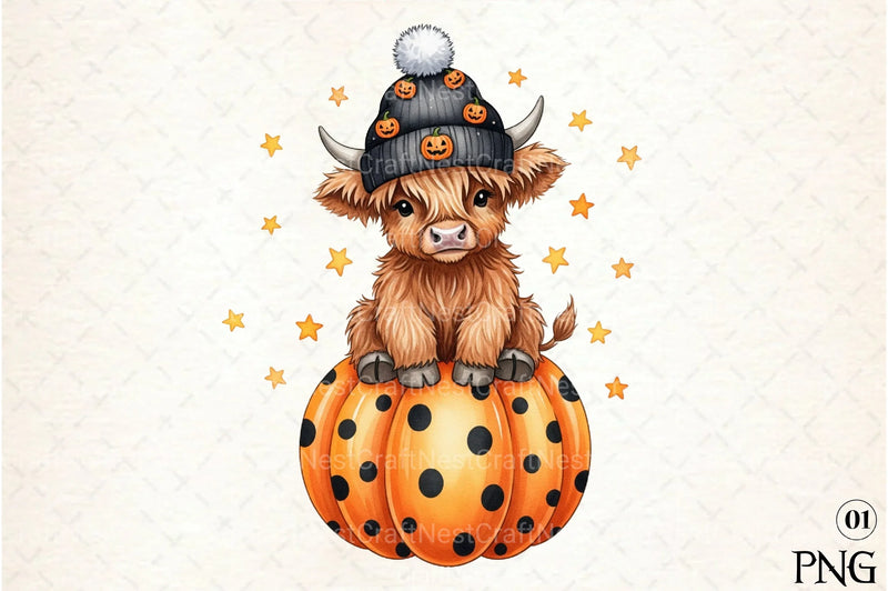 Cute Highland Cow Halloween Clipart Bundle 4 - CraftNest - Digital Crafting and Art