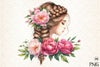 Girl with Peonies Flower Clipart Bundle