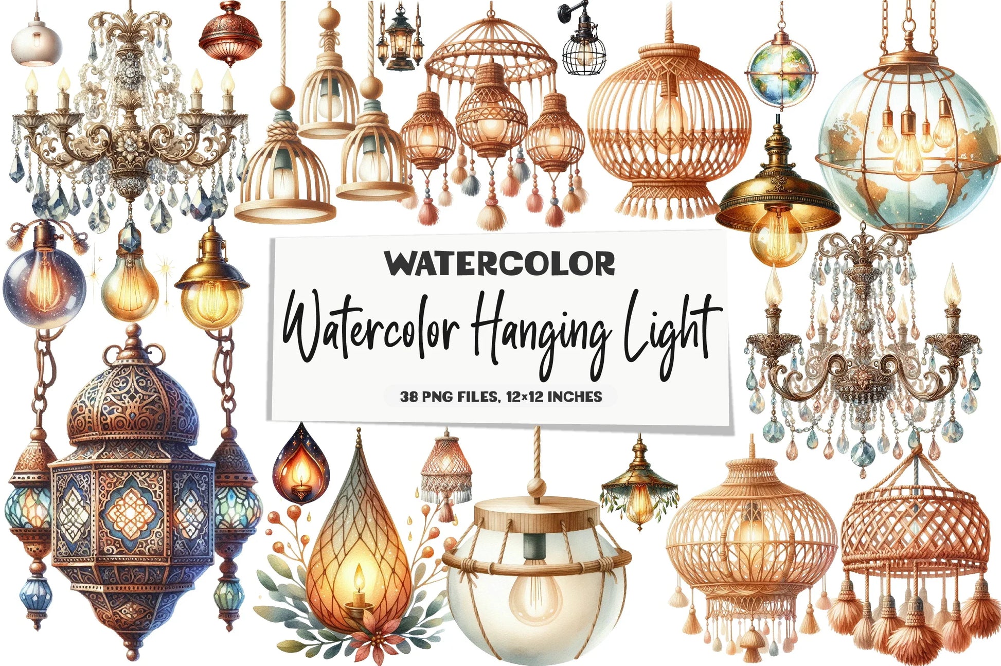 Hanging Light Clipart Bundle - CraftNest - Digital Crafting and Art