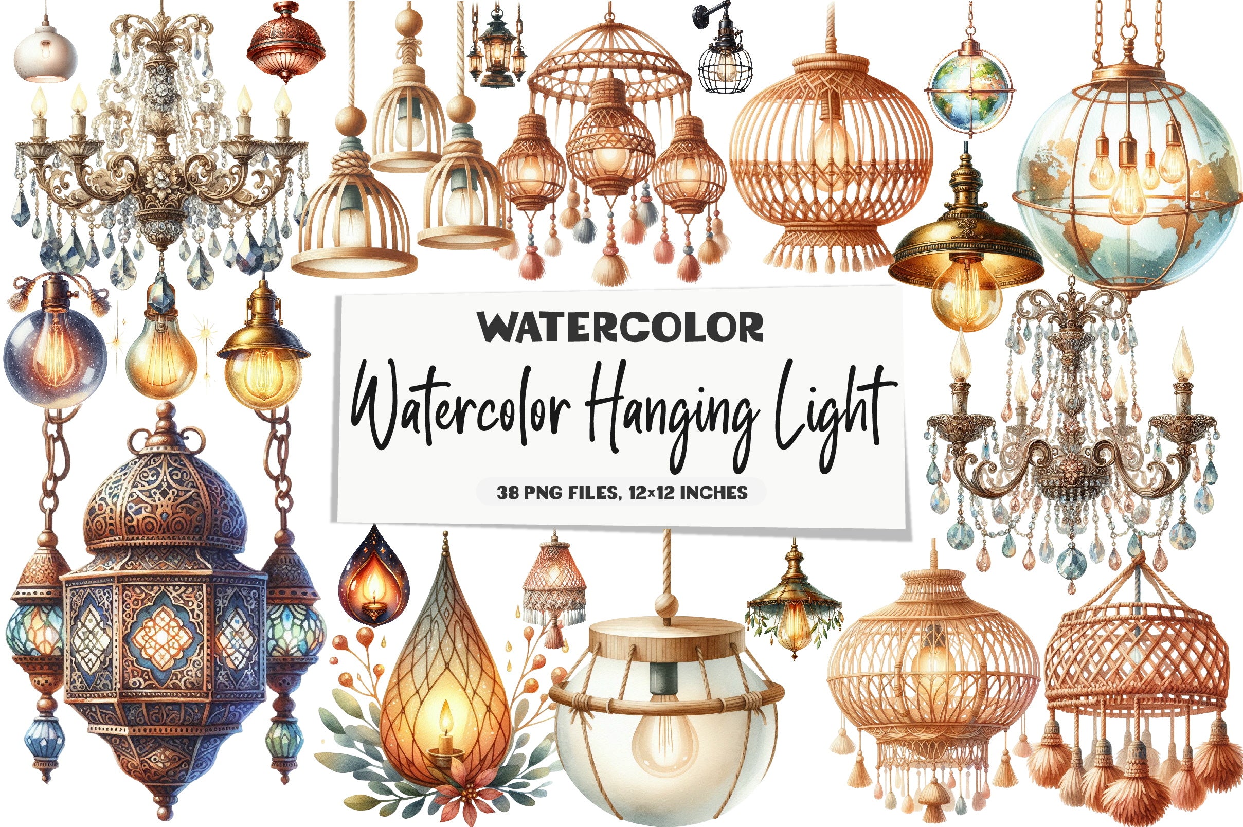 Hanging Light Clipart Bundle