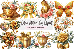 Golden Mother's Day Clipart Bundle - CraftNest - Digital Crafting and Art
