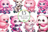 Cute Animals In Pink Scooter Clipart Bundle