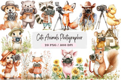 Cute Animals Photographer Clipart Bundle - CraftNest - Digital Crafting and Art