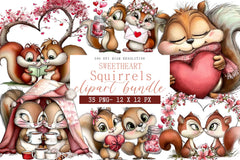 Sweetheart Squirrels Clipart Bundle - CraftNest - Digital Crafting and Art