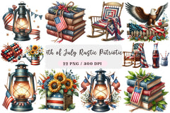 Rustic Patriotic Clipart Bundle for 4th of July - CraftNest - Digital Crafting and Art