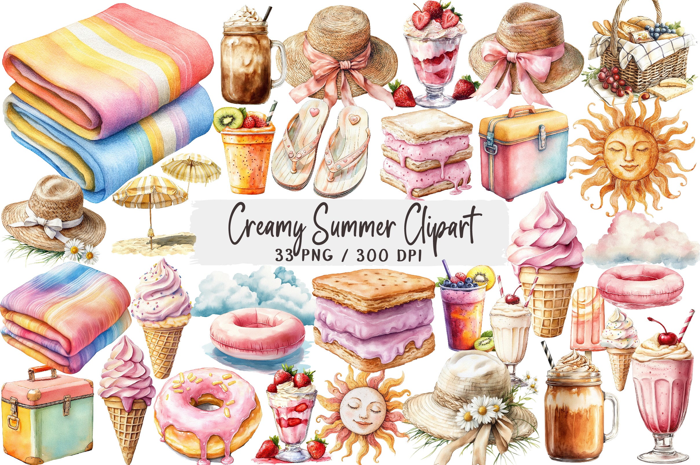 Creamy Summer Clipart Bundle