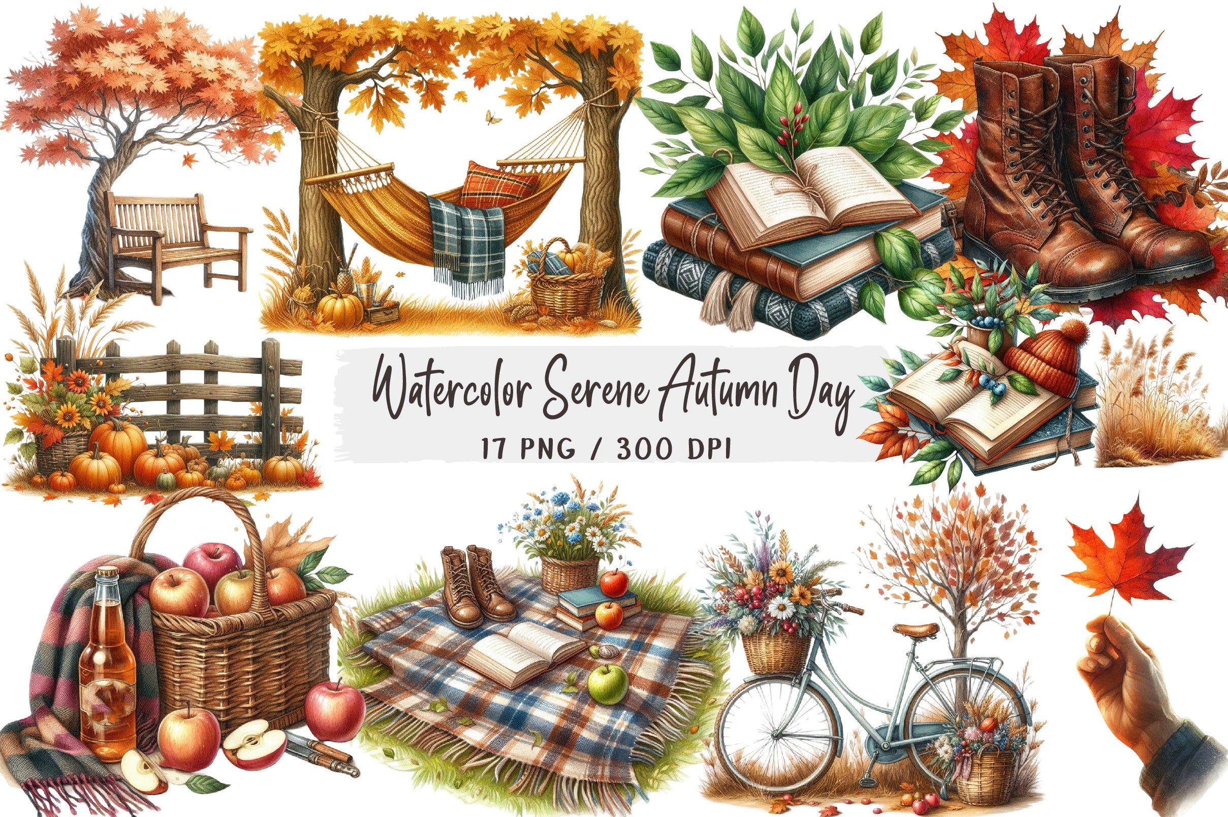 Serene Autumn Day Clipart Bundle