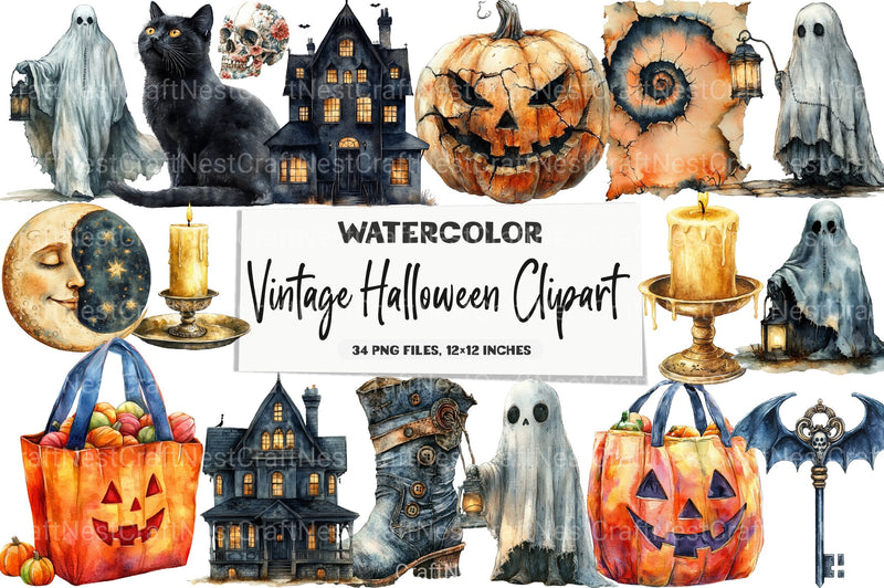 Vintage Halloween Clipart Bundle 1 - CraftNest - Digital Crafting and Art