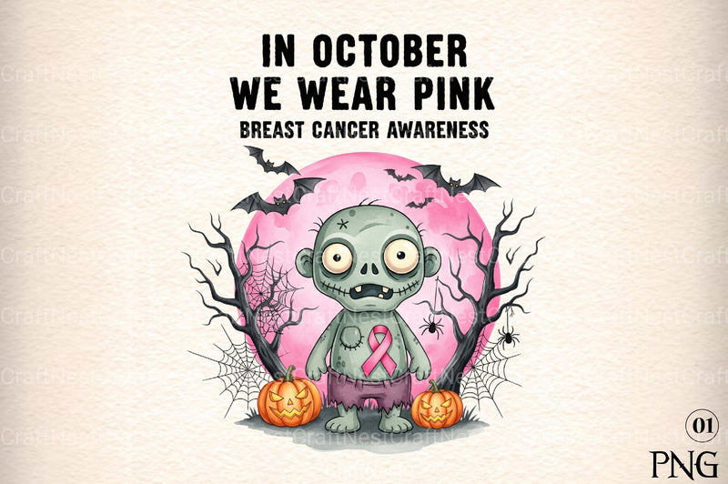 Halloween Breast Cancer Clipart Bundle 3 - CraftNest - Digital Crafting and Art