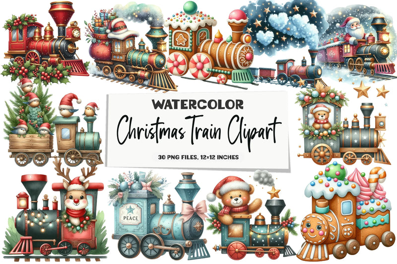 Christmas Train Clipart Bundle - CraftNest - Digital Crafting and Art