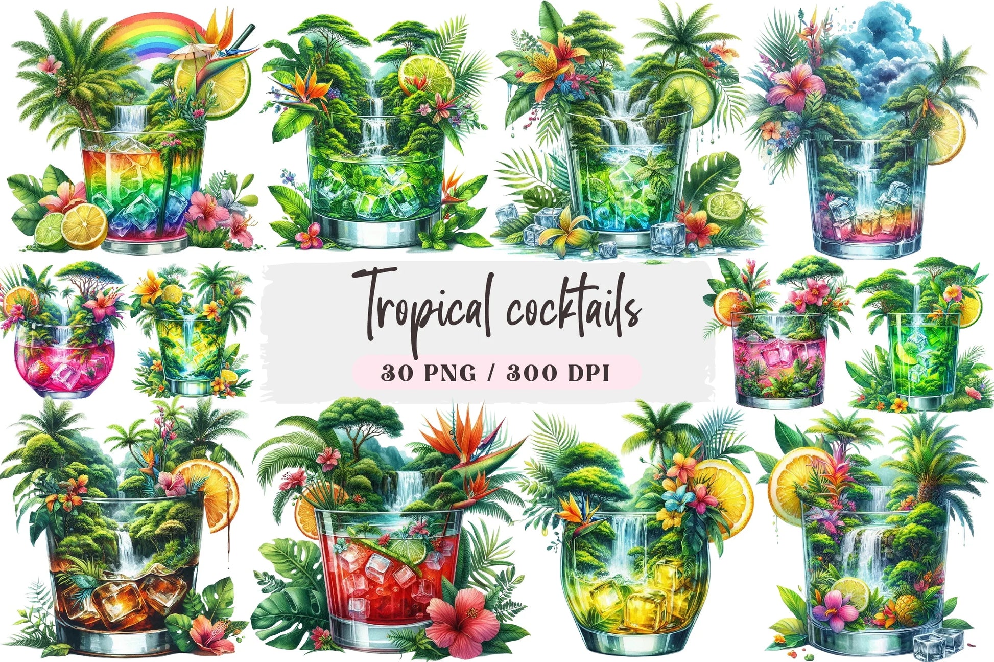 Tropical Cocktails Clipart Bundle - CraftNest - Digital Crafting and Art