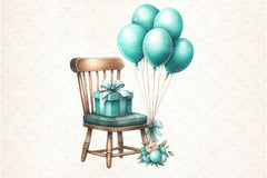 Vintage Soft Teal Birthday Clipart Bundle 90 - CraftNest - Digital Crafting and Art