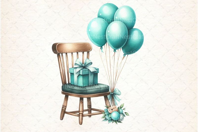 Vintage Soft Teal Birthday Clipart Bundle 90 - CraftNest - Digital Crafting and Art