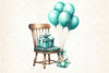 Vintage Soft Teal Birthday Clipart Bundle 90