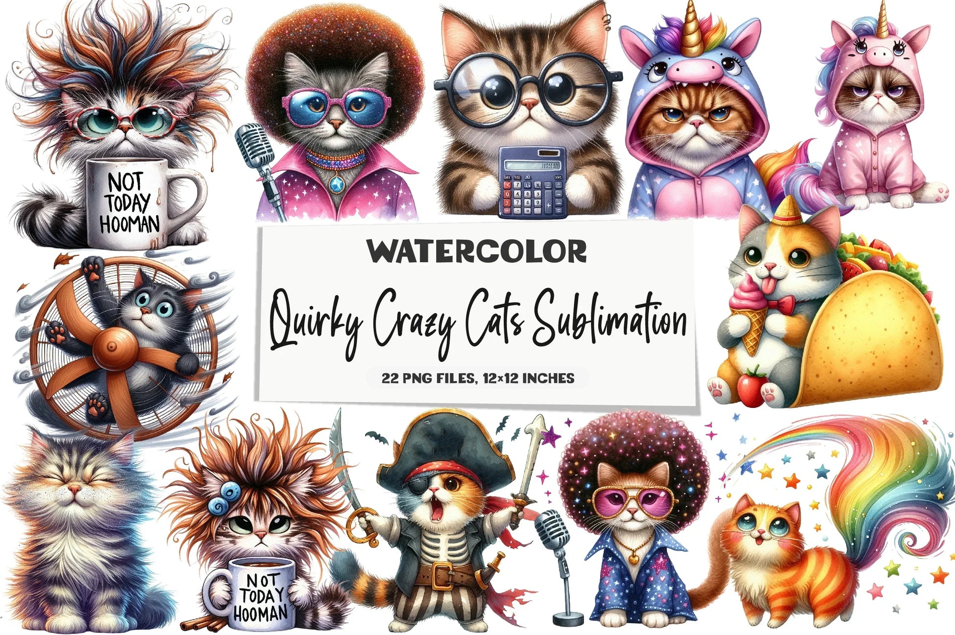 Quirky Crazy Cats Clipart Bundle - CraftNest - Digital Crafting and Art