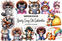 Quirky Crazy Cats Clipart Bundle - CraftNest - Digital Crafting and Art