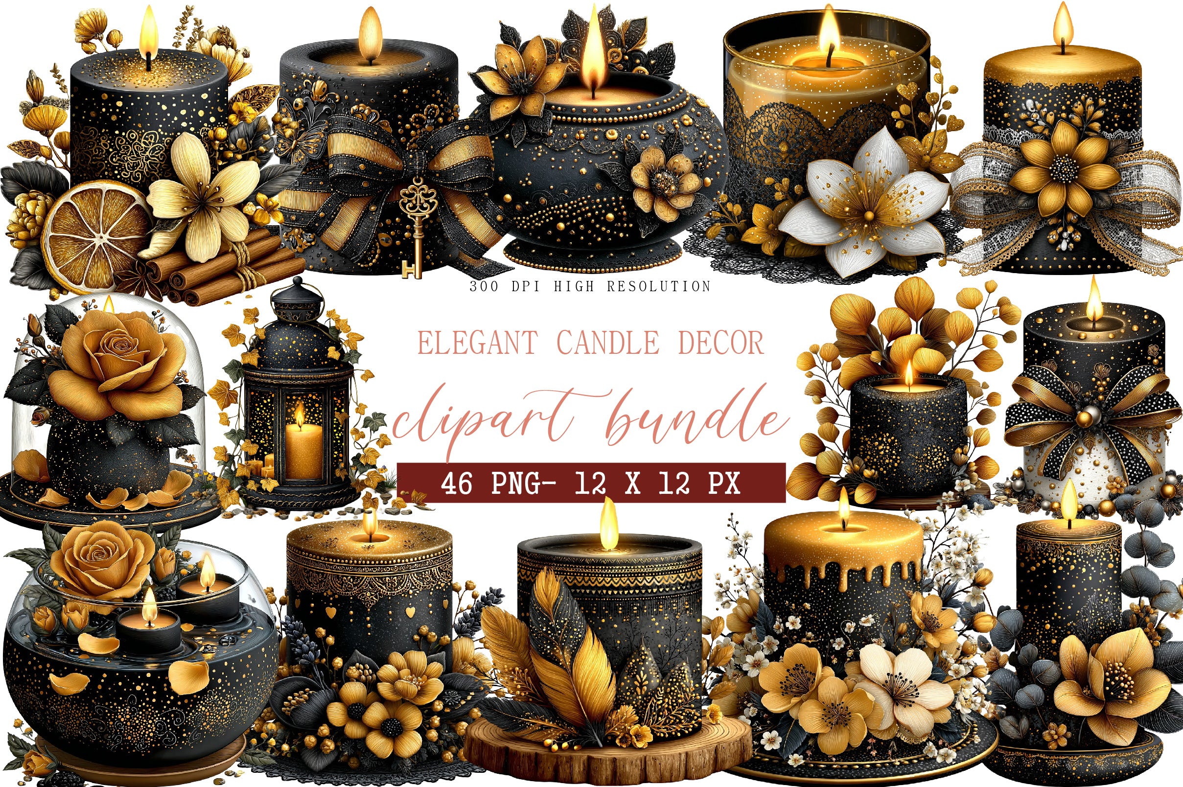 Elegant Candle Decor Clipart Bundle