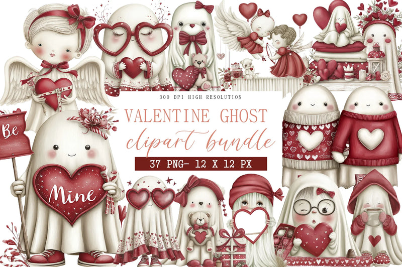 Valentine Ghost Clipart Bundle - CraftNest - Digital Crafting and Art