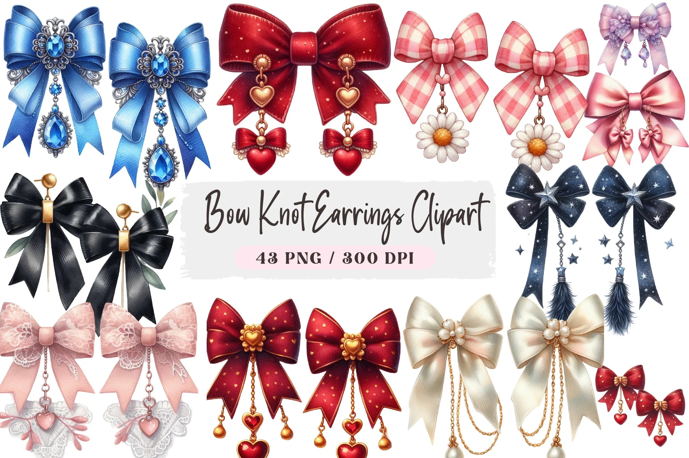 Bow Knot Earrings Clipart Bundle - CraftNest - Digital Crafting and Art
