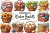 Wicker Baskets Clipart Bundle