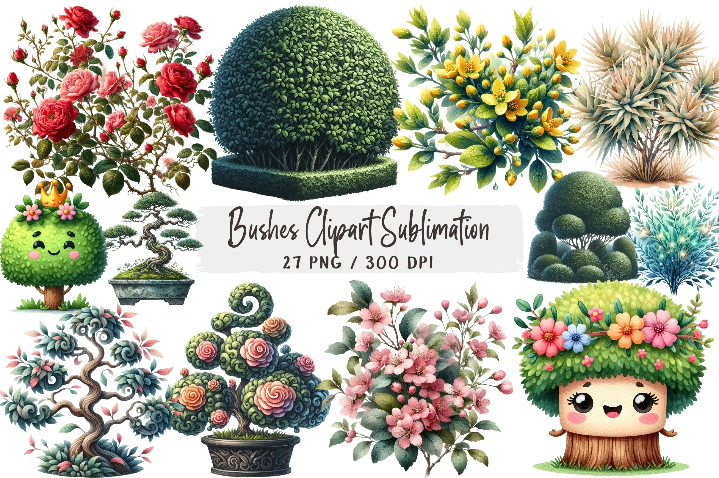 Bushes Clipart Bundle for Creative Designs - CraftNest - Digital Crafting and Art