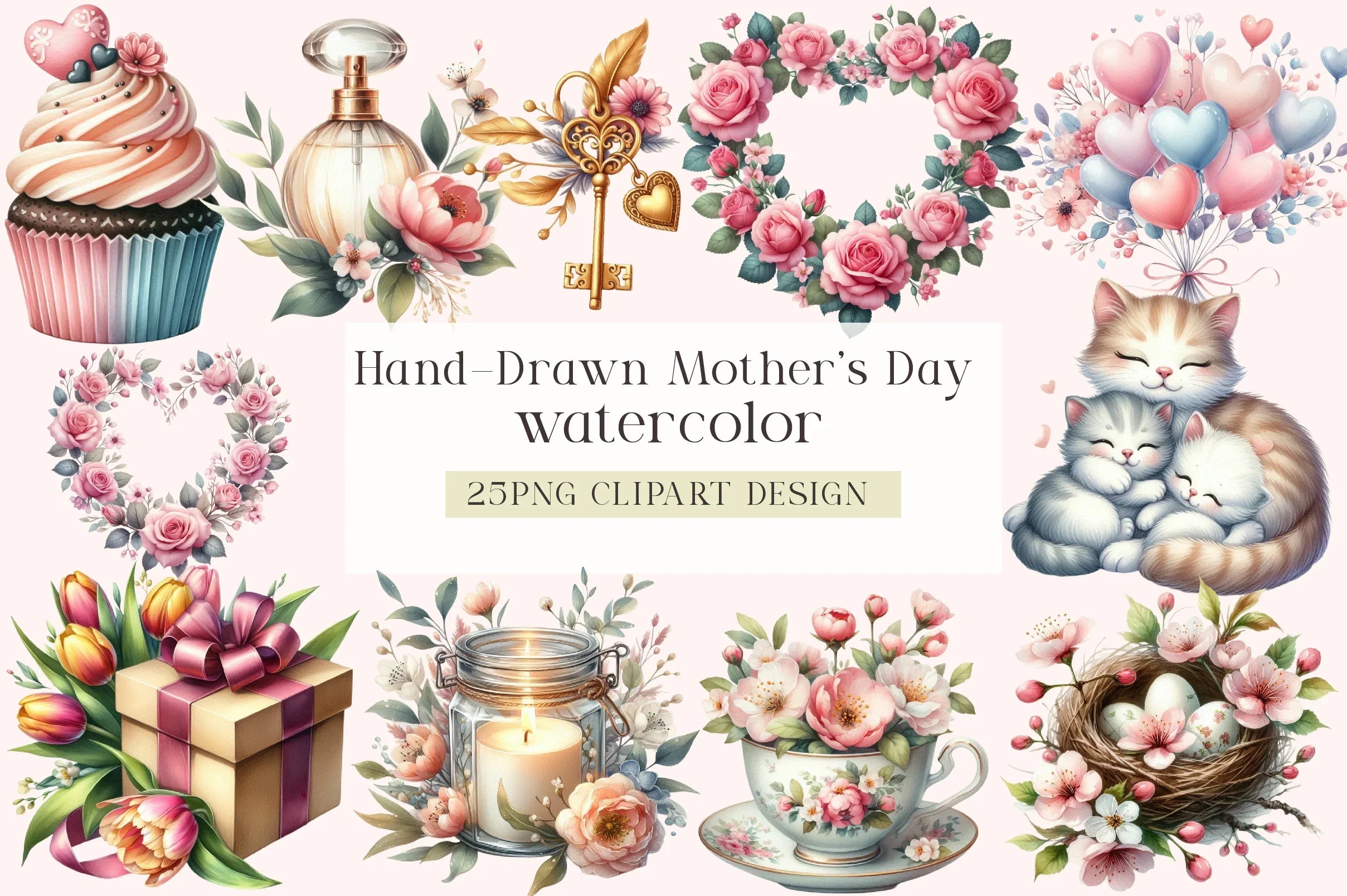 Hand-Drawn Mother's Day Illustrations Clipart Bundle - CraftNest - Digital Crafting and Art