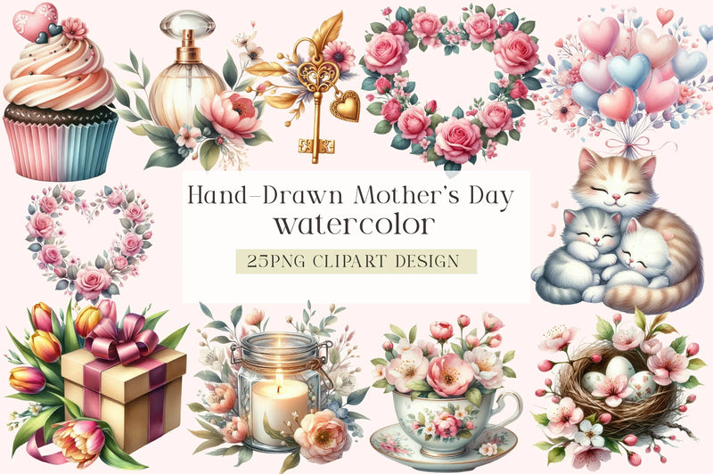 Hand-Drawn Mother's Day Illustrations Clipart Bundle - CraftNest - Digital Crafting and Art