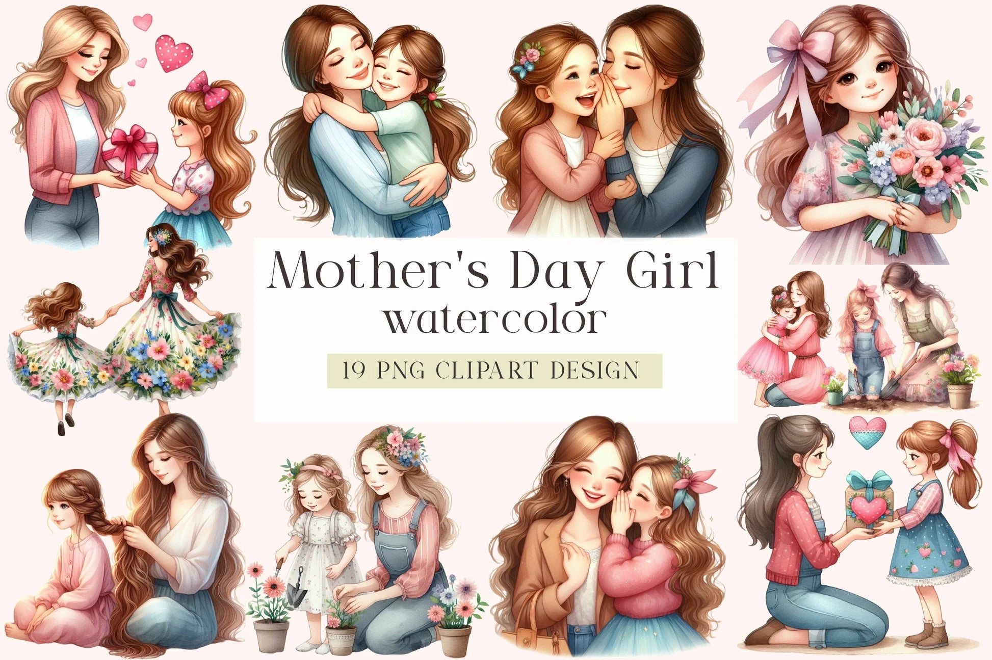 Mother's Day Girl Clipart Bundle - CraftNest - Digital Crafting and Art
