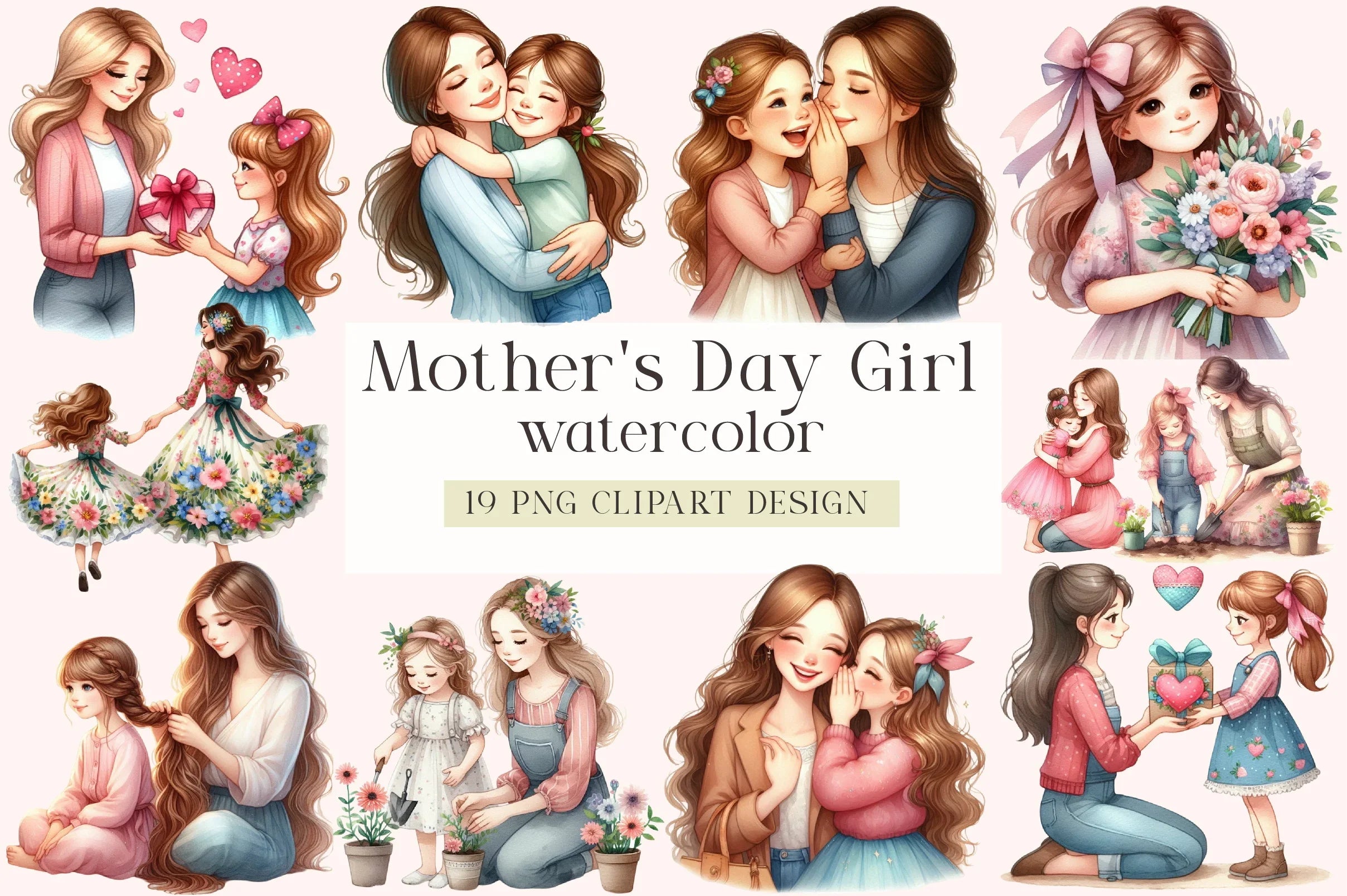 Mother's Day Girl Clipart Bundle - CraftNest - Digital Crafting and Art