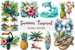 Summer Tropical Clipart Bundle - CraftNest - Digital Crafting and Art