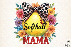 Cute Leopard Bow Softball Sports Mom Clipart Bundle - CraftNest - Digital Crafting and Art