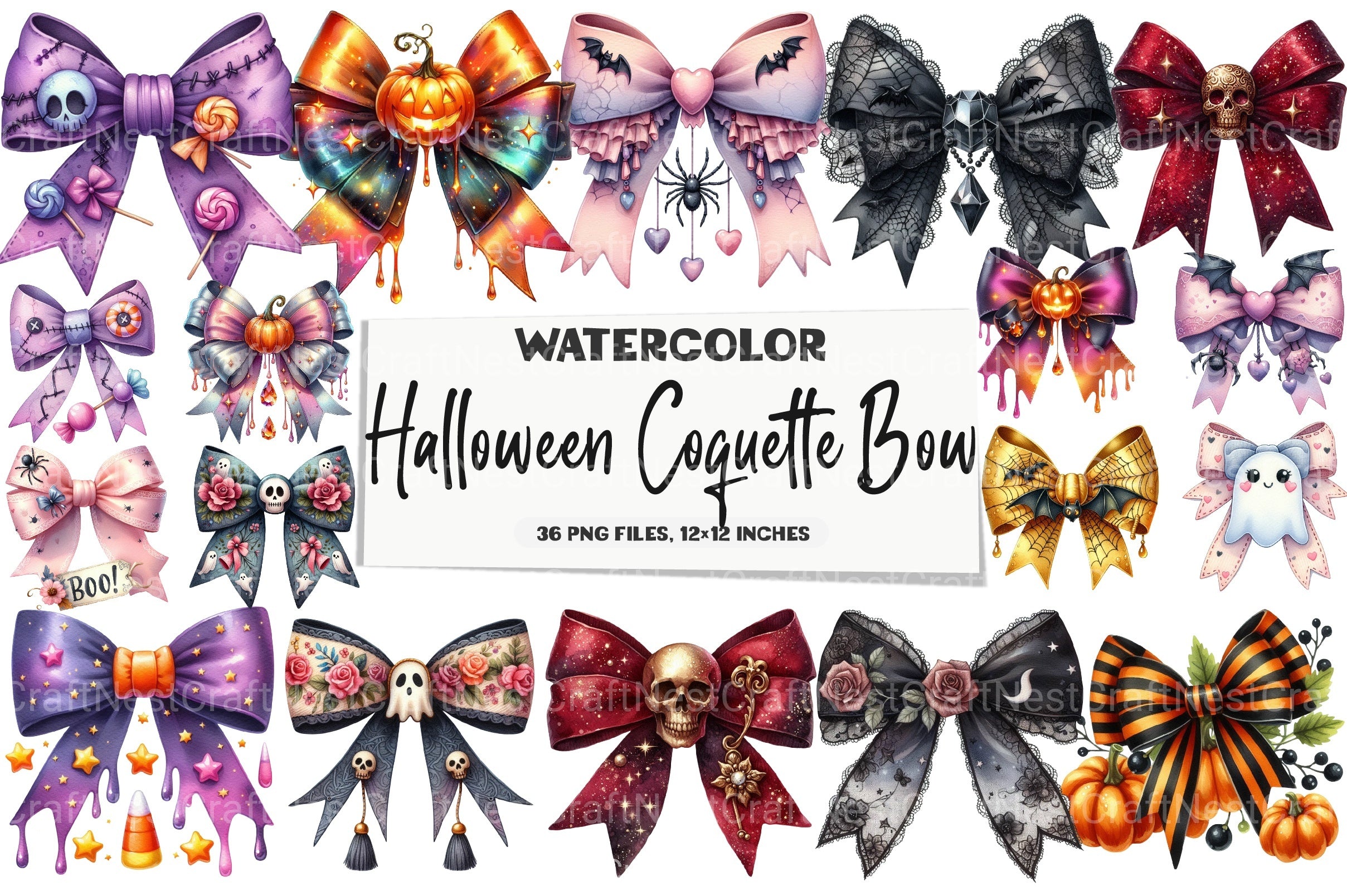 Halloween Coquette Bow Clipart Bundle 8 - CraftNest - Digital Crafting and Art