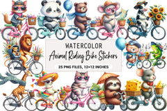 Animal Riding Bike Stickers Clipart Bundle - CraftNest - Digital Crafting and Art