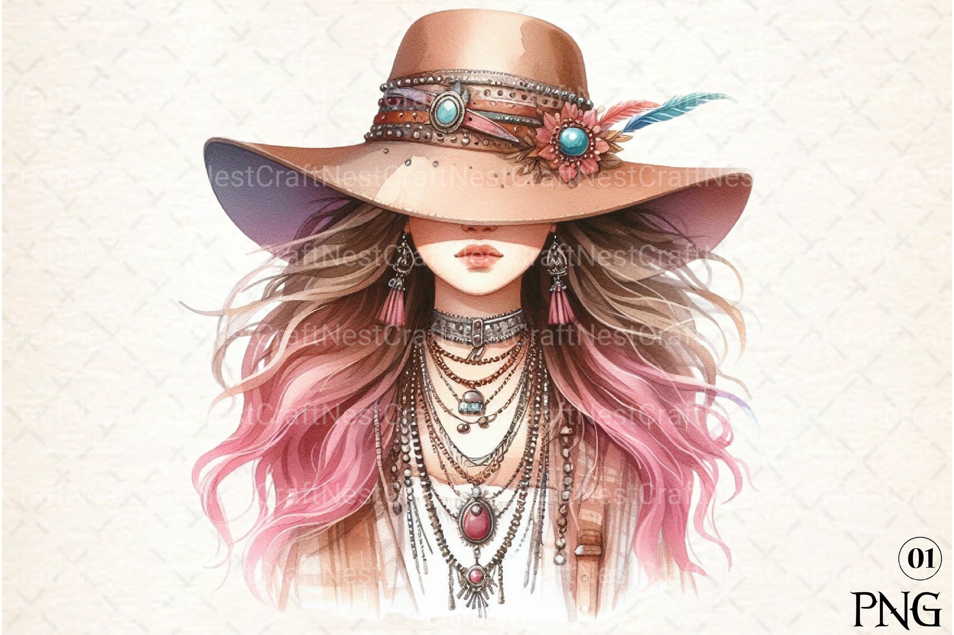 Tribal Boho Girl Clipart Bundle 3 - CraftNest - Digital Crafting and Art