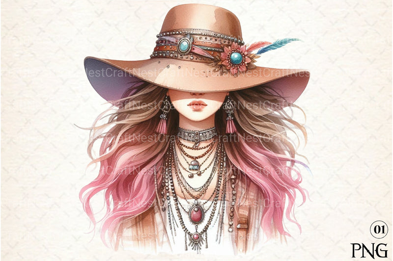 Tribal Boho Girl Clipart Bundle 3 - CraftNest - Digital Crafting and Art