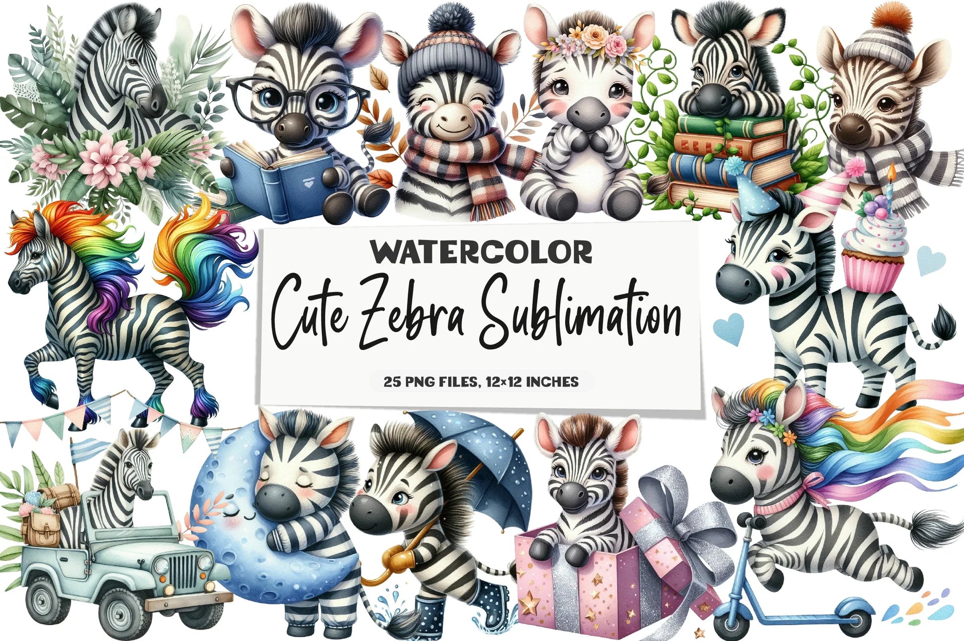 Cute Zebra Clipart Bundle - CraftNest - Digital Crafting and Art