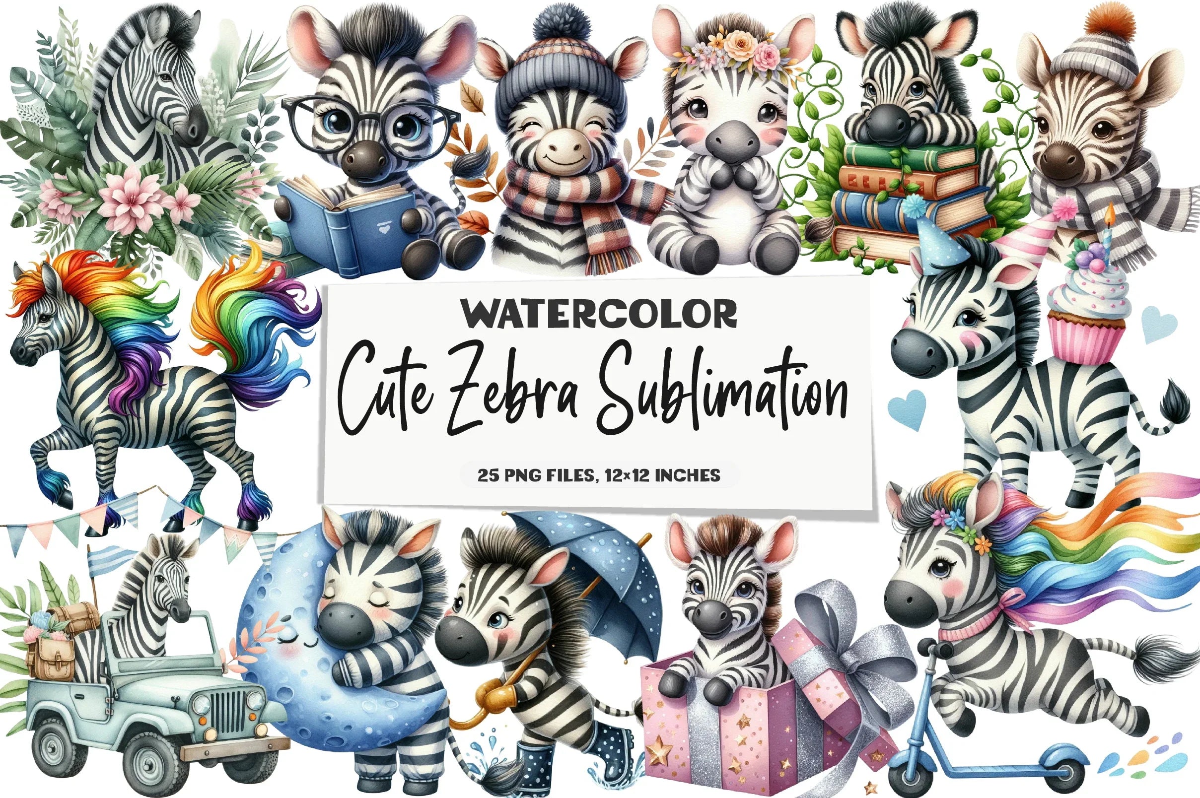 Cute Zebra Clipart Bundle - CraftNest - Digital Crafting and Art