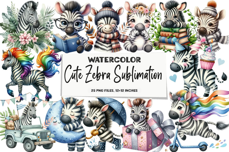 Cute Zebra Clipart Bundle - CraftNest - Digital Crafting and Art