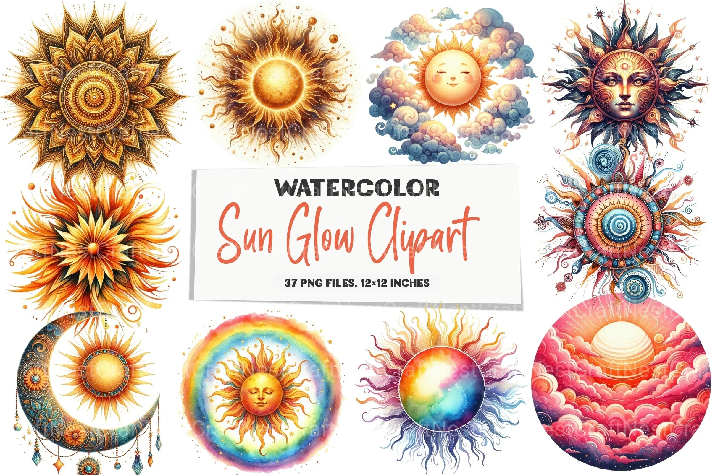 Sun Glow Clipart Bundle