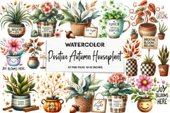 Positive Autumn Houseplant Clipart Bundle - CraftNest - Digital Crafting and Art