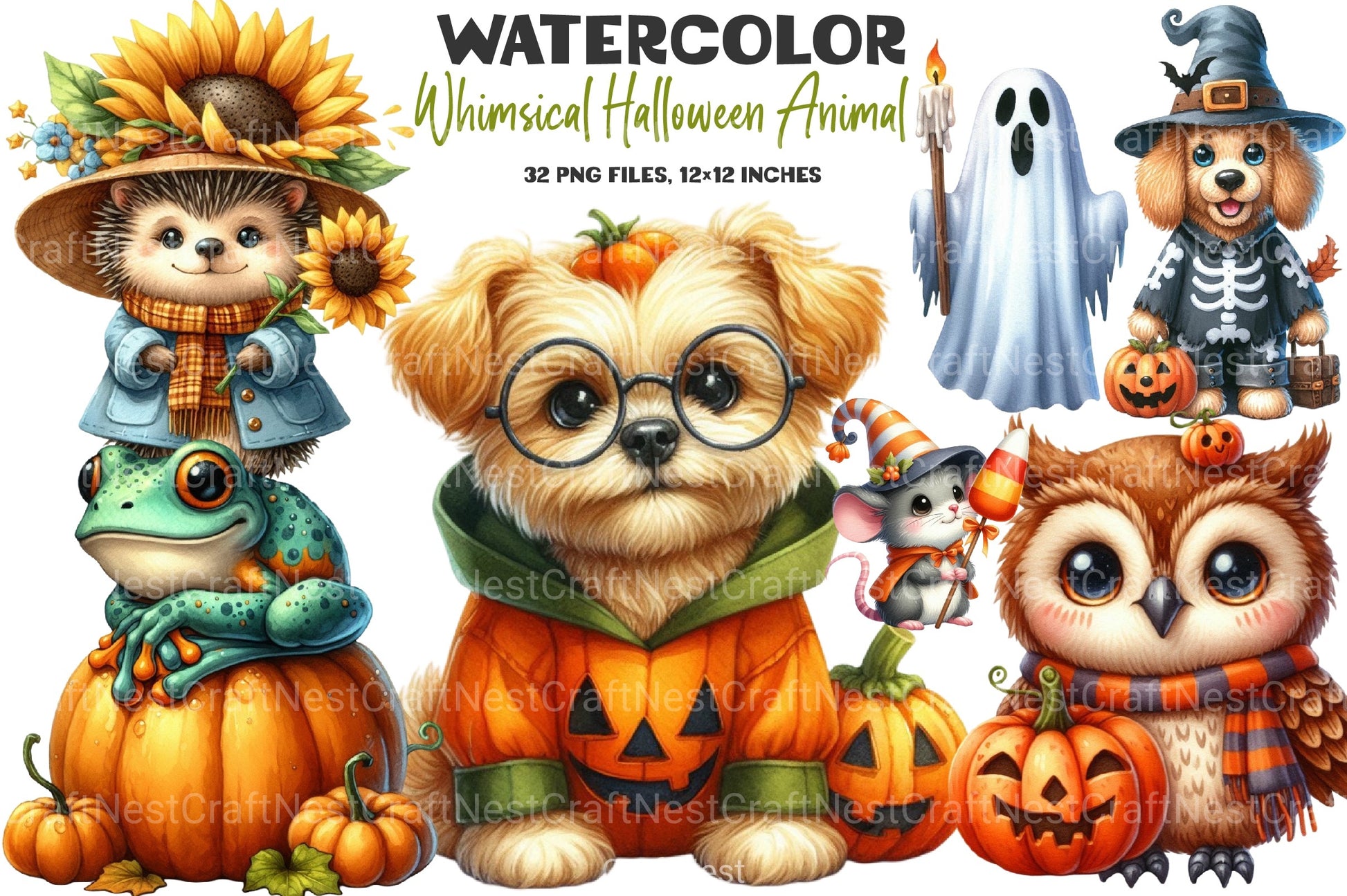 Whimsical Halloween Animal Clipart Bundle - CraftNest - Digital Crafting and Art