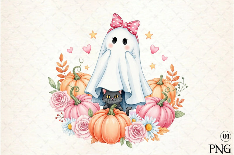 Preppy Halloween Ghost Clipart Bundle - CraftNest - Digital Crafting and Art
