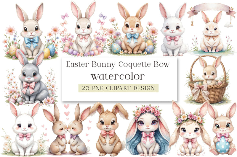 Easter Bunny Coquette Bow Clipart Bundle - CraftNest - Digital Crafting and Art