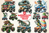 T-Rex Dinosaur Monster Truck Clipart Bundle