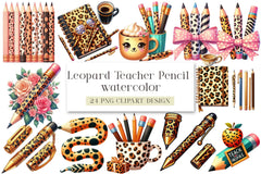 Leopard Teacher Pencil Clipart Bundle - CraftNest - Digital Crafting and Art