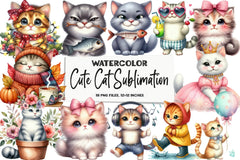 Cute Cat Clipart Bundle - CraftNest - Digital Crafting and Art